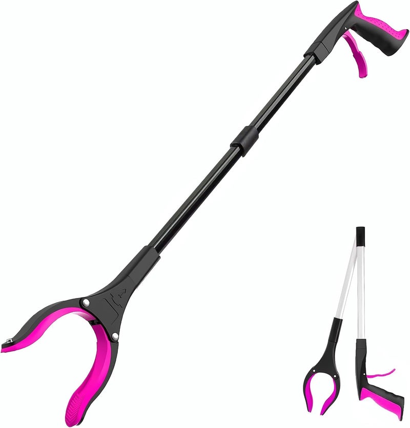 POPDA Grabber Reacher Tool - 32” Extra Long Foldable Gripper and Reaching Tool - Heavy Duty Pick Up Stick Grabbers for Seniors, Trash, Surgery Recovery Must Haves Gifts (Black Purple) - Image 1